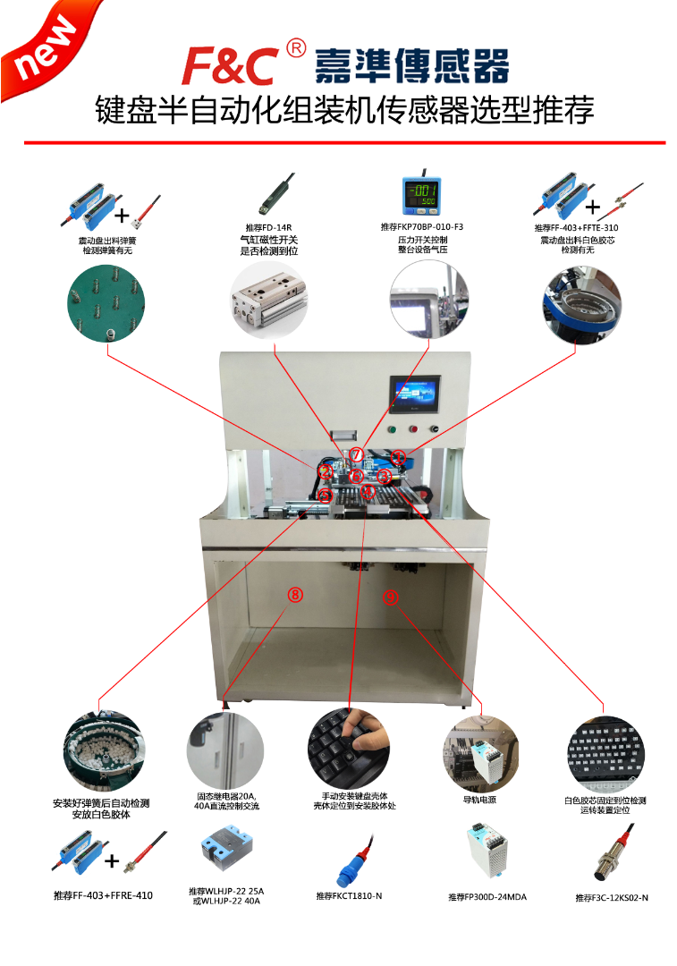 键盘半自动化组装机传感器应用案例